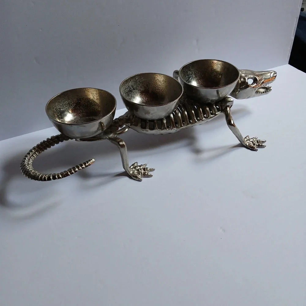 Pottery Barn ALLIGATOR Condiment Set Halloween Server Decor